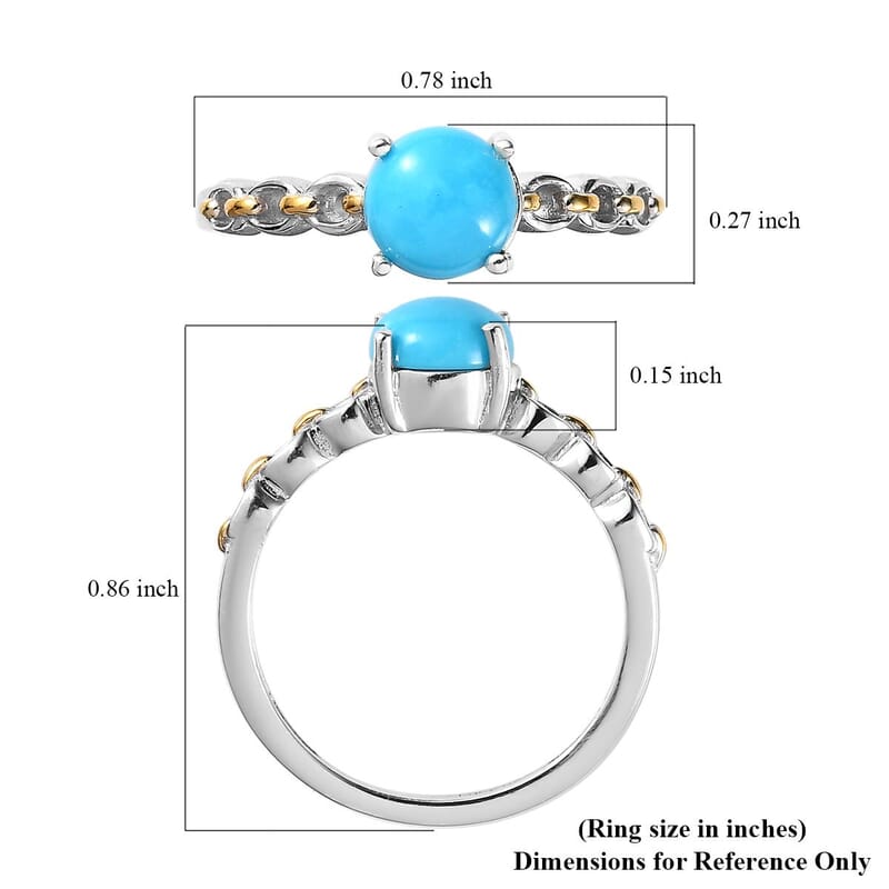 Sleeping Beauty Turquoise Solitaire Ring in 14K YG and Platinum Over Sterling Silver (Size 10.0) 0.75 ctw