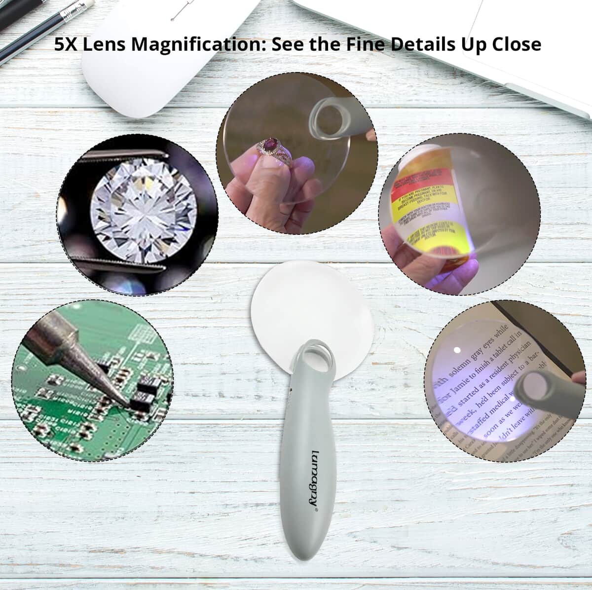 Closeout Lumagny Handheld Magnifier with Light -Gray image number 2