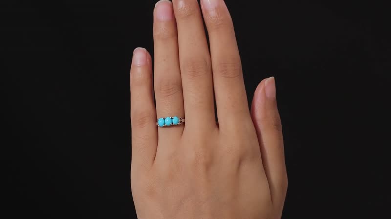 Sleeping Beauty Turquoise 3 Stone Ring in Platinum Over Sterling Silver (Size 10.0) 1.10 ctw