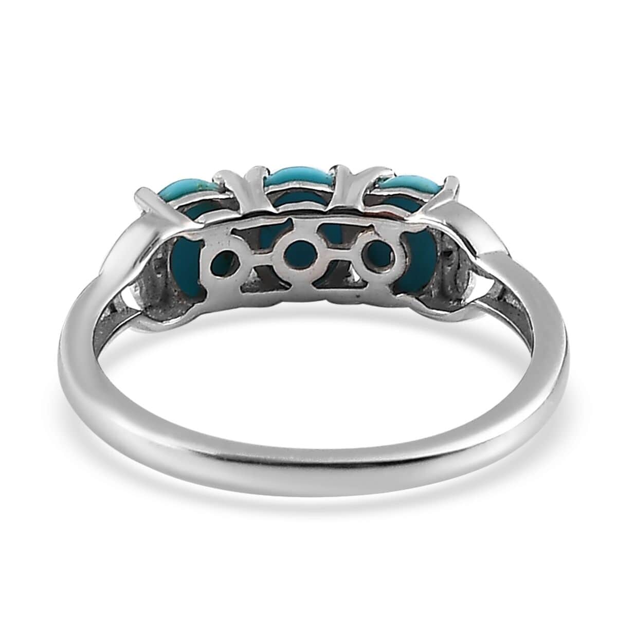 Sleeping Beauty Turquoise 3 Stone Ring in Platinum Over Sterling Silver (Size 10.0) 1.10 ctw image number 4