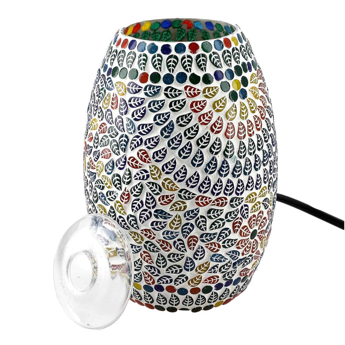 "Handcrafted Mosaic Table lamp with aroma oil bottle 5ml x 8 pcswith UL Certified Color: Multi Size: 4.5x8 Inch" image number 2