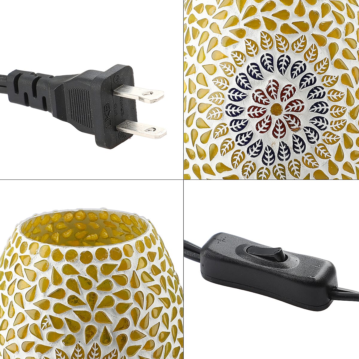 UL Certified Handcrafted Mosaic Table Lamp with 4 Aroma Oil Bottles (5ml each) image number 6