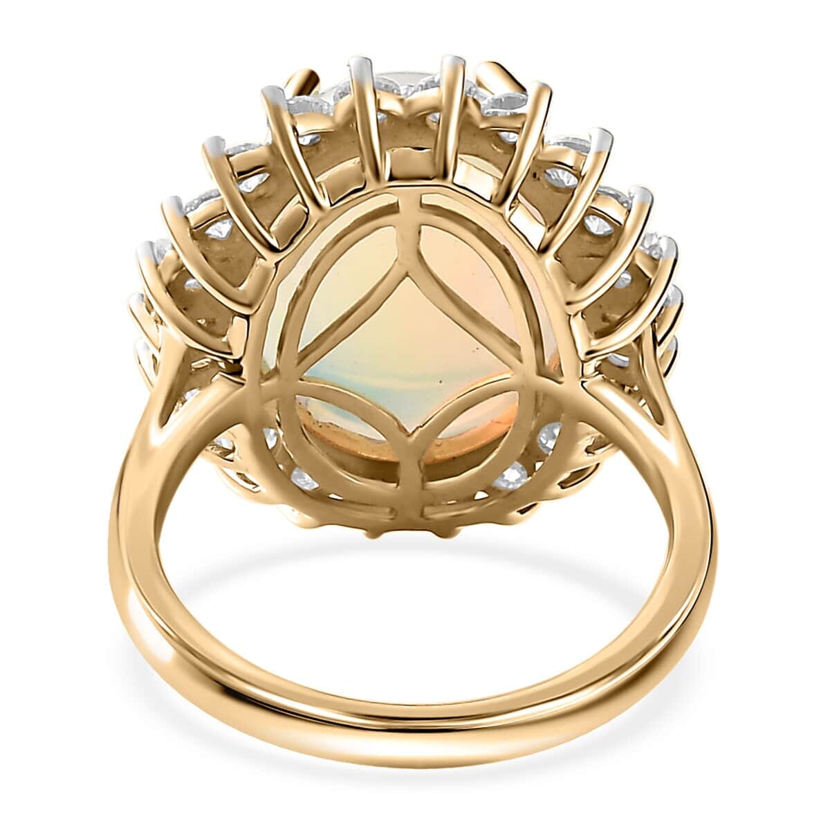 Luxoro 10K Yellow Gold Premium Ethiopian Welo Opal and Moissanite Ring 5.00 ctw (Del. in 7-10 Days) image number 5