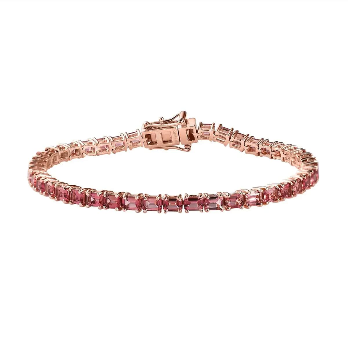 Premium Blush Tourmaline Tennis Bracelet in Vermeil Rose Gold Over Sterling Silver (8.00 In) 8.30 ctw image number 0