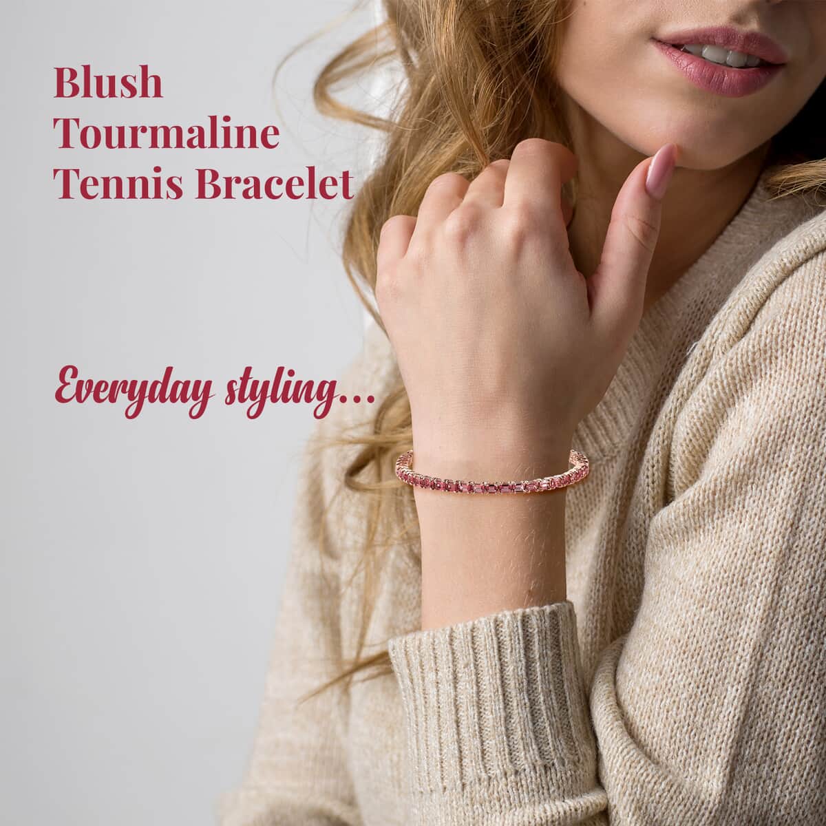 Premium Blush Tourmaline Tennis Bracelet in Vermeil Rose Gold Over Sterling Silver (8.00 In) 8.30 ctw image number 2