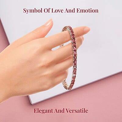 D'Joy Premium Blush Tourmaline Tennis Bracelet in Vermeil Rose Gold Over Sterling Silver (8.00 In) 8.30 ctw