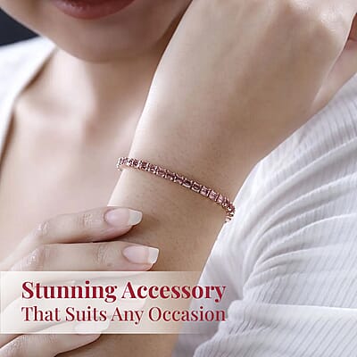 D'Joy Premium Blush Tourmaline Tennis Bracelet in Vermeil Rose Gold Over Sterling Silver (8.00 In) 8.30 ctw