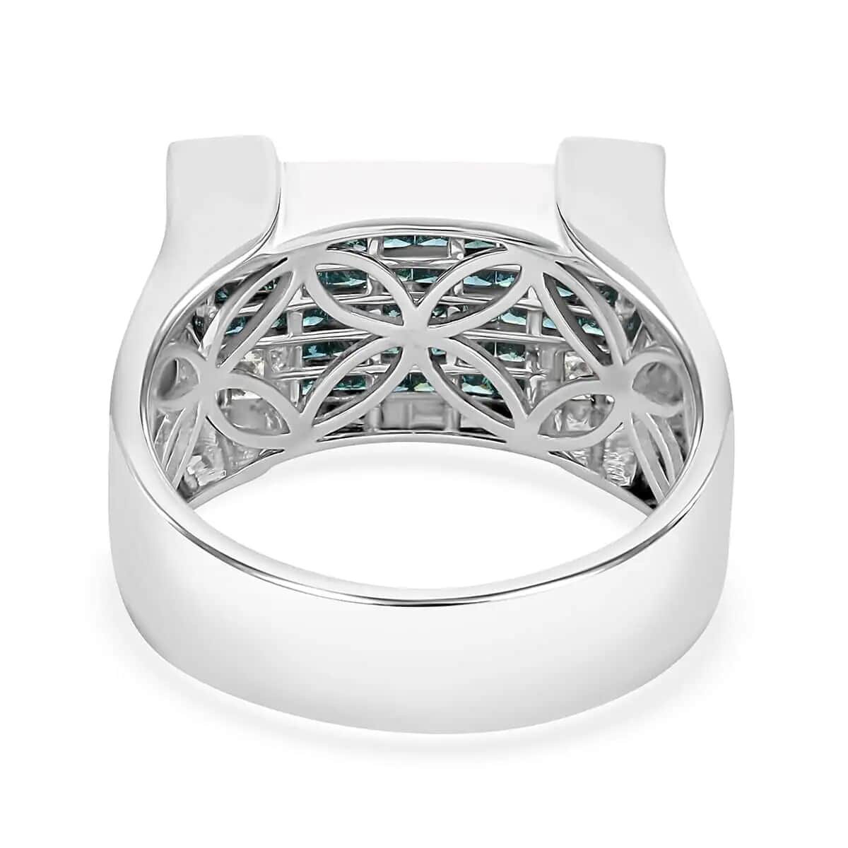 Modani 14K White Gold SI Blue and White Diamond Ring 9.40 Grams (Del. in 10-12 Days) 1.90 ctw image number 4