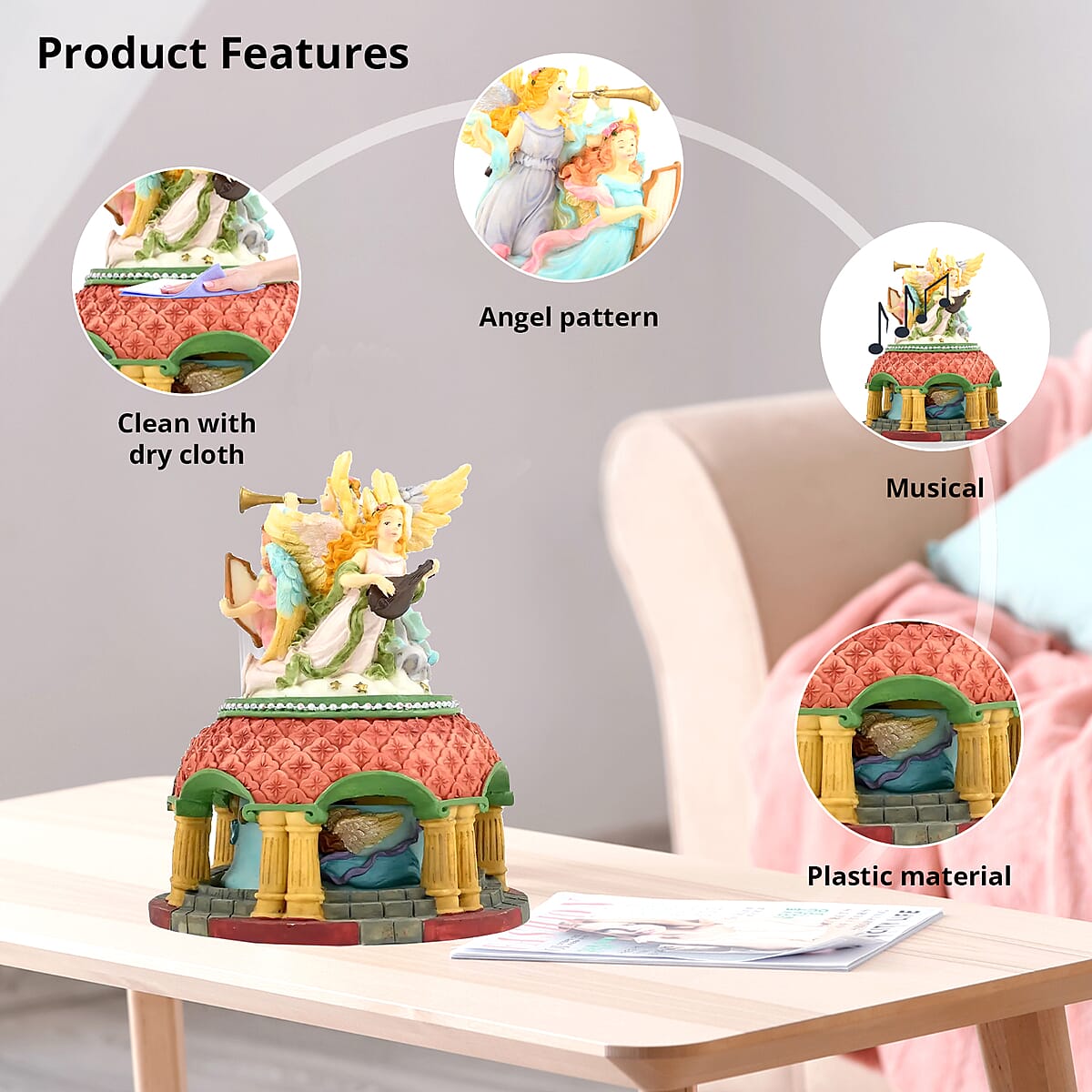 Decorative Angels Music Box, Musical Toy Box, Musical Home Decor, Decorative Music Box, Multi Color Home Decorative Piece image number 1