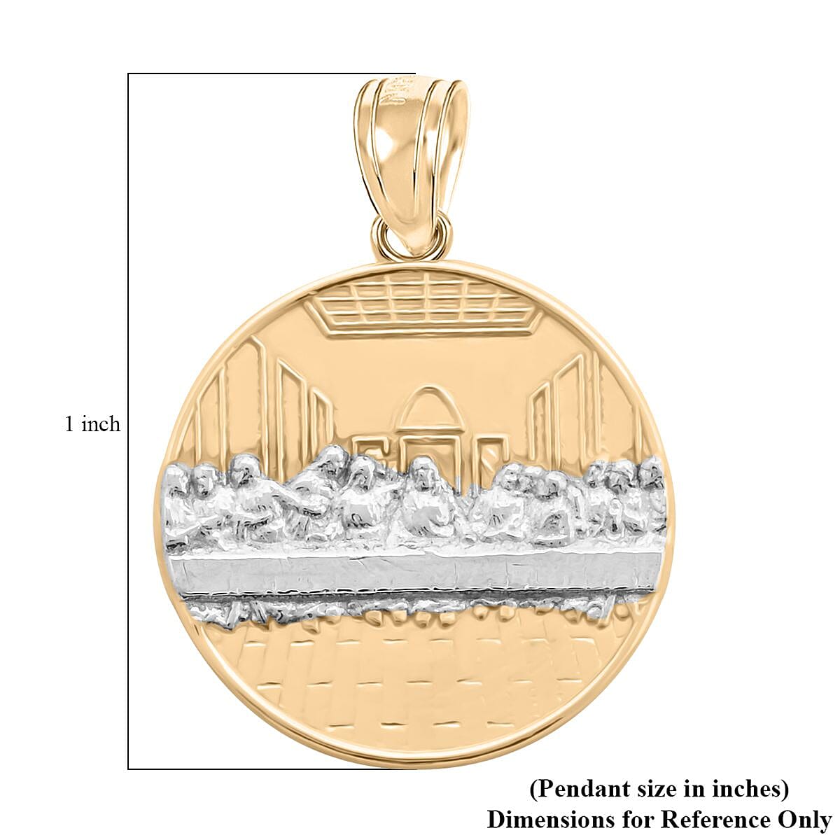 Made in America 10K Yellow and White Gold Last Supper Pendant 1.4 Grams image number 4