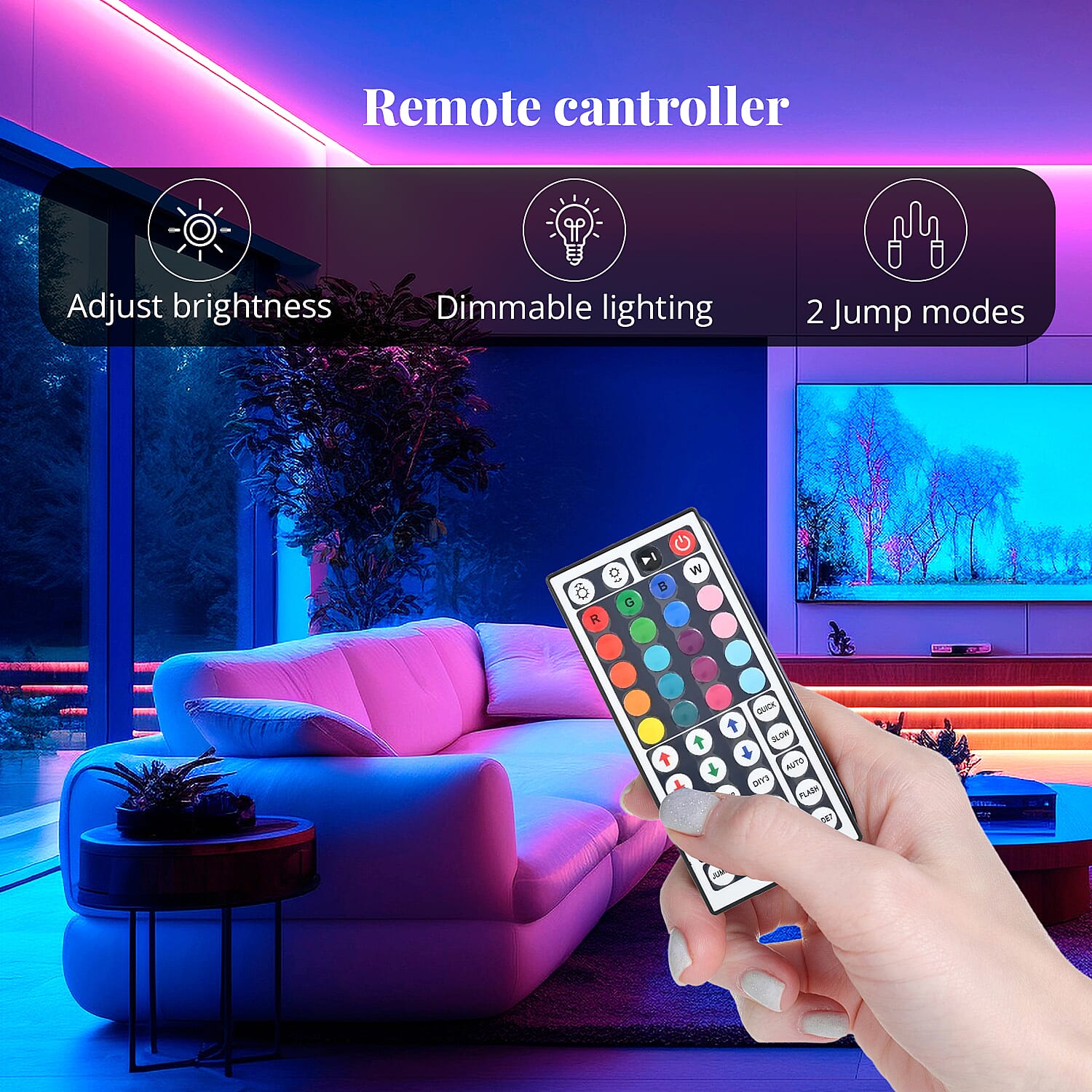 Closeout Multi Color 32 Ft LED Strip Lights with Remote Control