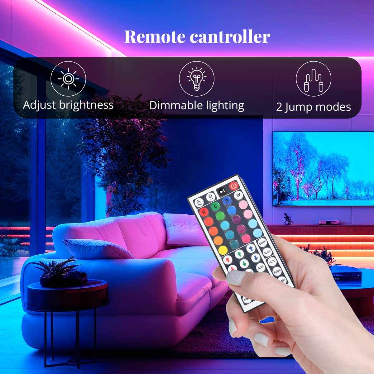 Multi Color 32 Ft LED Strip Lights with Remote Control image number 1