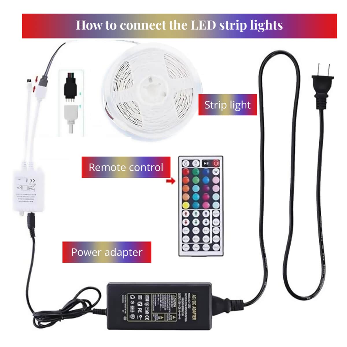 Multi Color 32 Ft LED Strip Lights with Remote Control image number 2