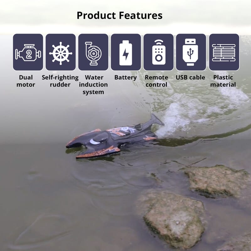 Closeout WQ Orange and Black Remote Control Speed Boat