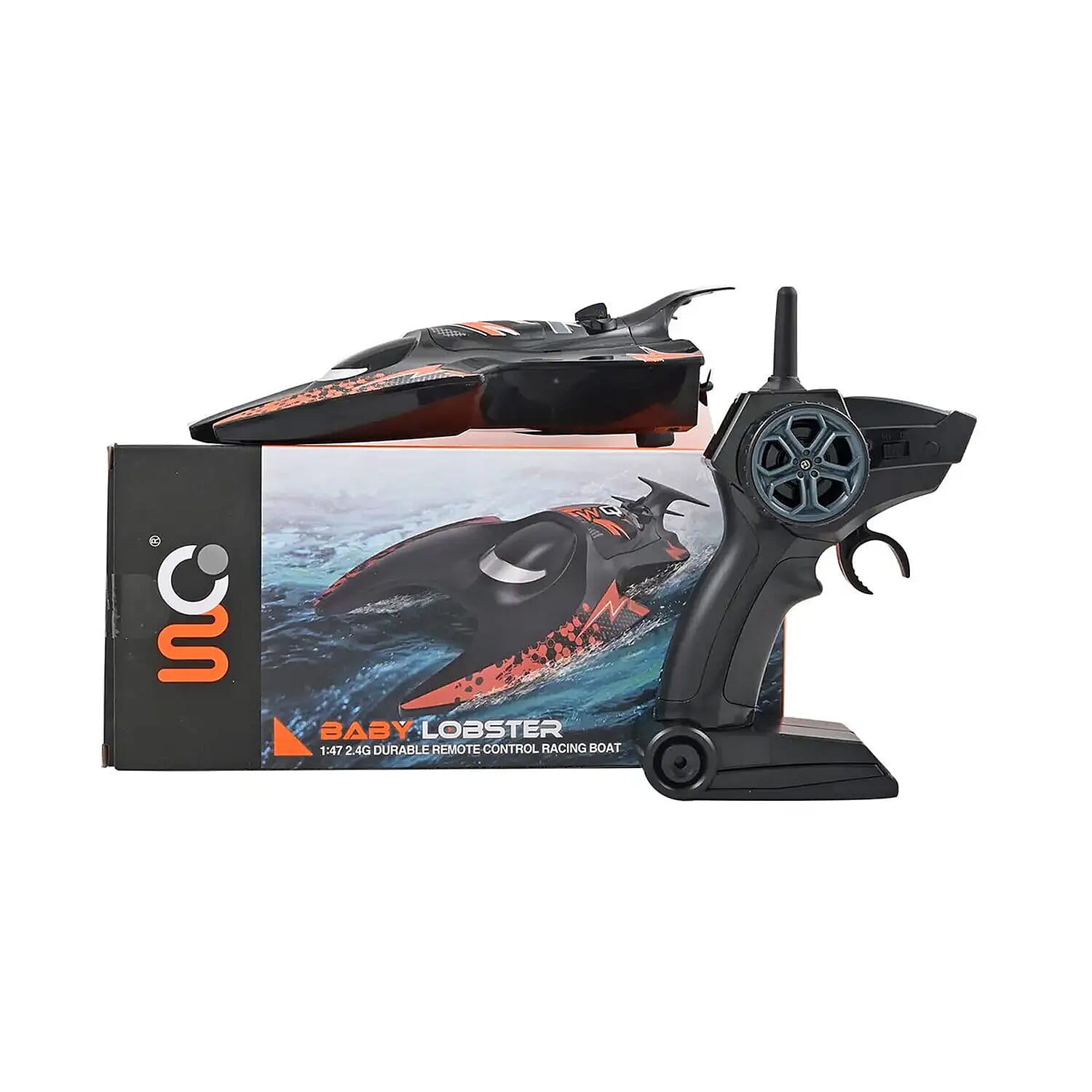 Closeout WQ Orange and Black Remote Control Speed Boat
