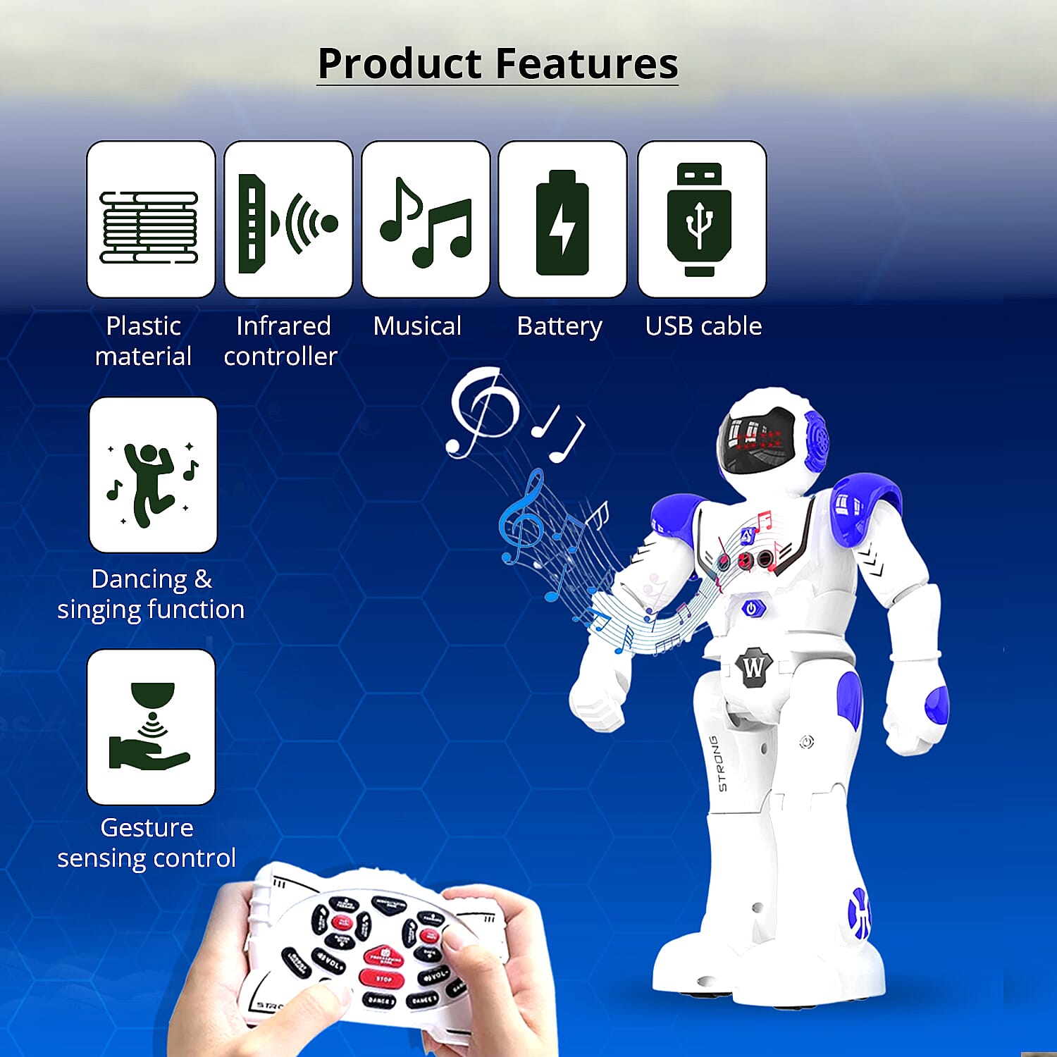 I Dock White and Blue Remote Control Robot