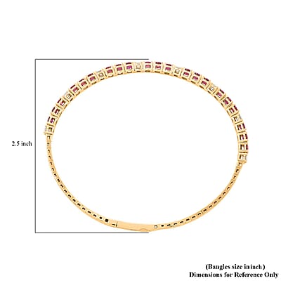 NY Closeout 14K Yellow Gold Montepuez Ruby and Natural Diamond SI2-SI3 Bracelet (7.25 In) 8.80 Grams Including Titanium Spring Weight 0.55 g 3.92 ctw