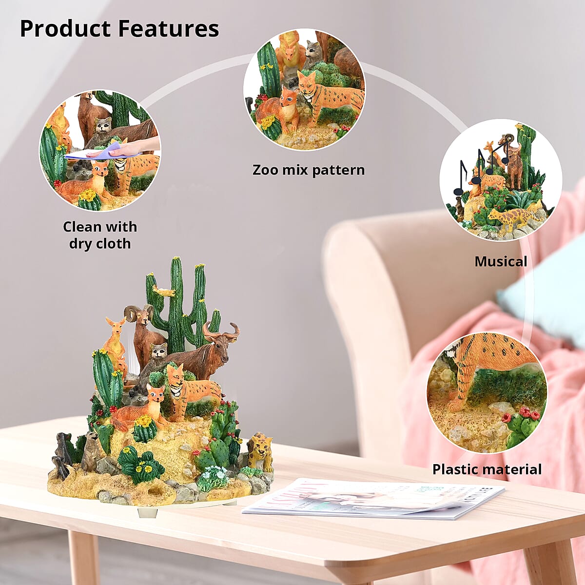 Closeout Decorative Zoo Music Box, Musical Toy Box, Musical Home Decor, Decorative Music Box, Multi Color Home Decorative Piece image number 1