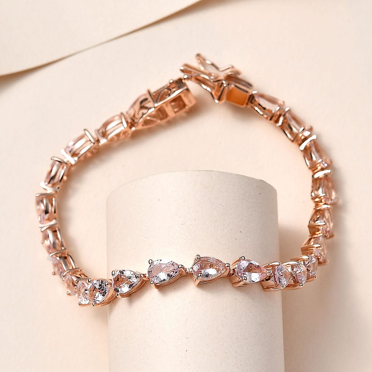 Doorbuster Pink Morganite Tennis Bracelet in Vermeil Rose Gold Over Sterling Silver (6.50 In) 8.75 ctw image number 1