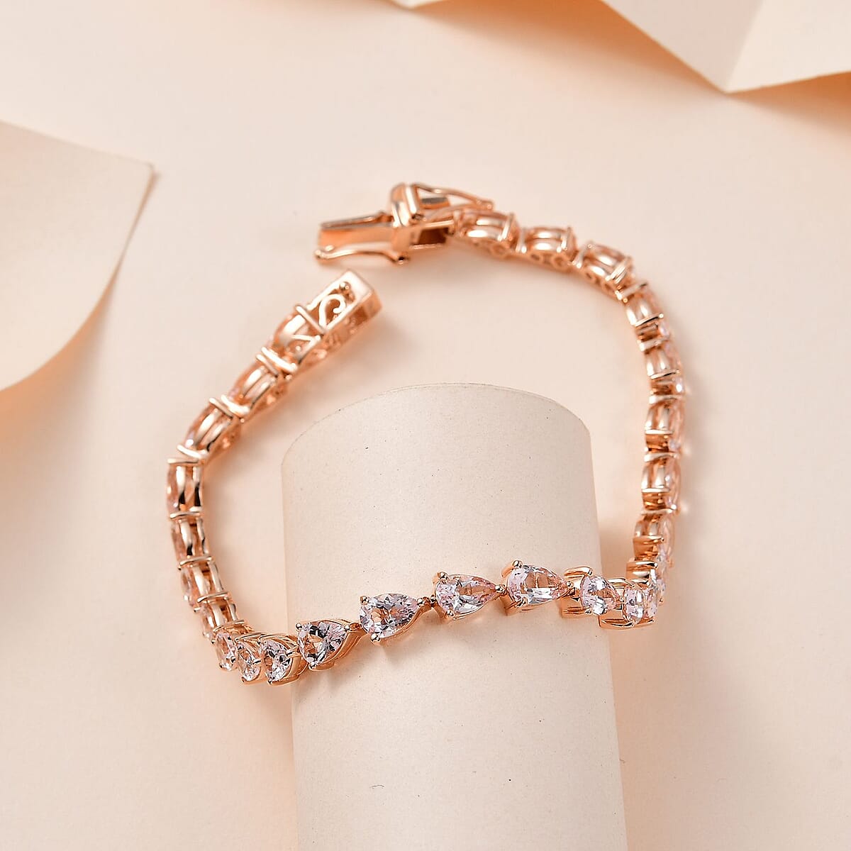 Pink Morganite Tennis Bracelet in Vermeil Rose Gold Over Sterling Silver (7.25 In) 9.85 ctw image number 1