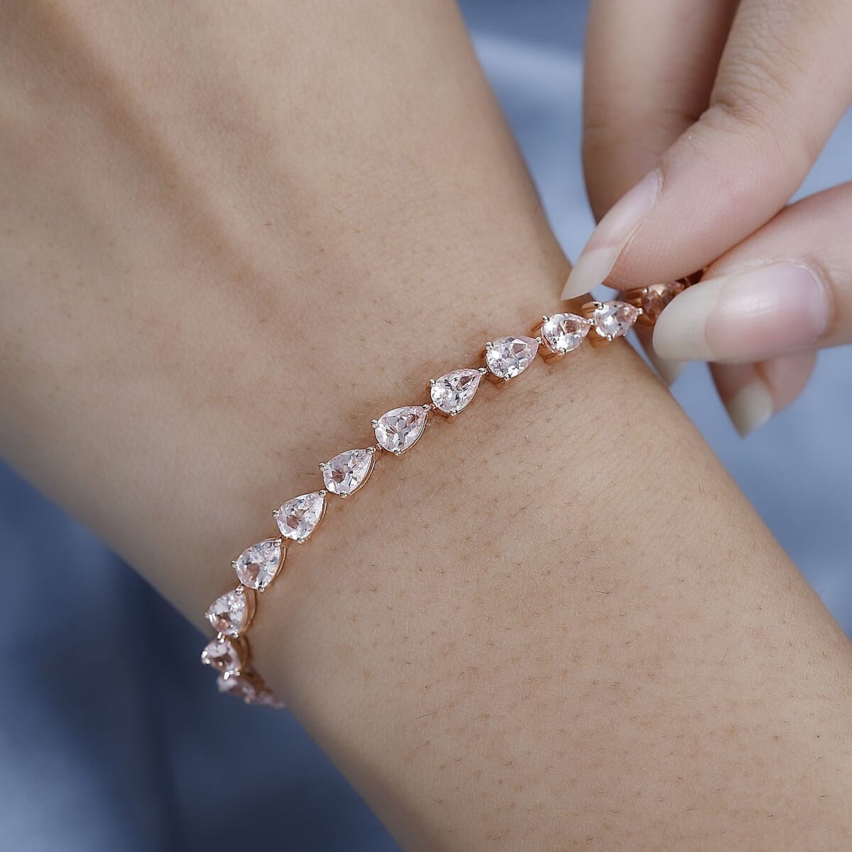 Pink Morganite Tennis Bracelet in Vermeil Rose Gold Over Sterling Silver (7.25 In) 9.85 ctw image number 2