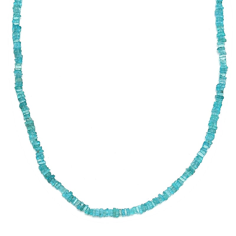 Blue Apatite Chips Necklace 18-20 Inches in Vermeil Yellow Gold Over Sterling Silver 100.00 ctw