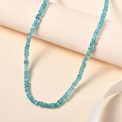 Blue Apatite Chips Necklace 18-20 Inches in Vermeil Yellow Gold Over Sterling Silver 100.00 ctw