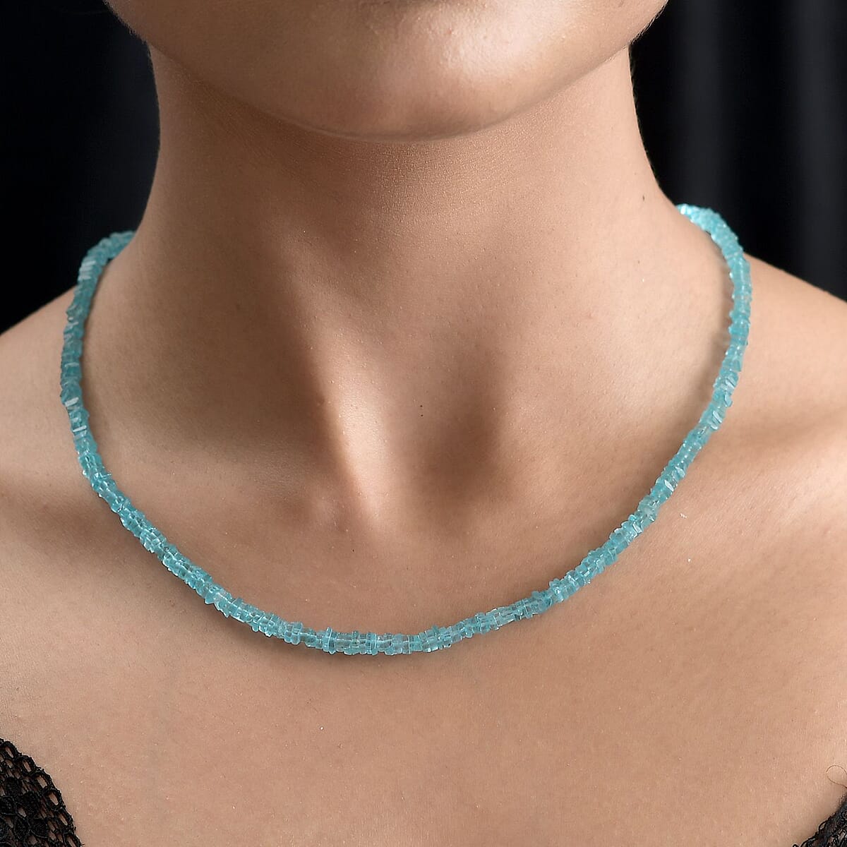 Blue Apatite Chips Necklace 18-20 Inches in Vermeil Yellow Gold Over Sterling Silver 100.00 ctw image number 2