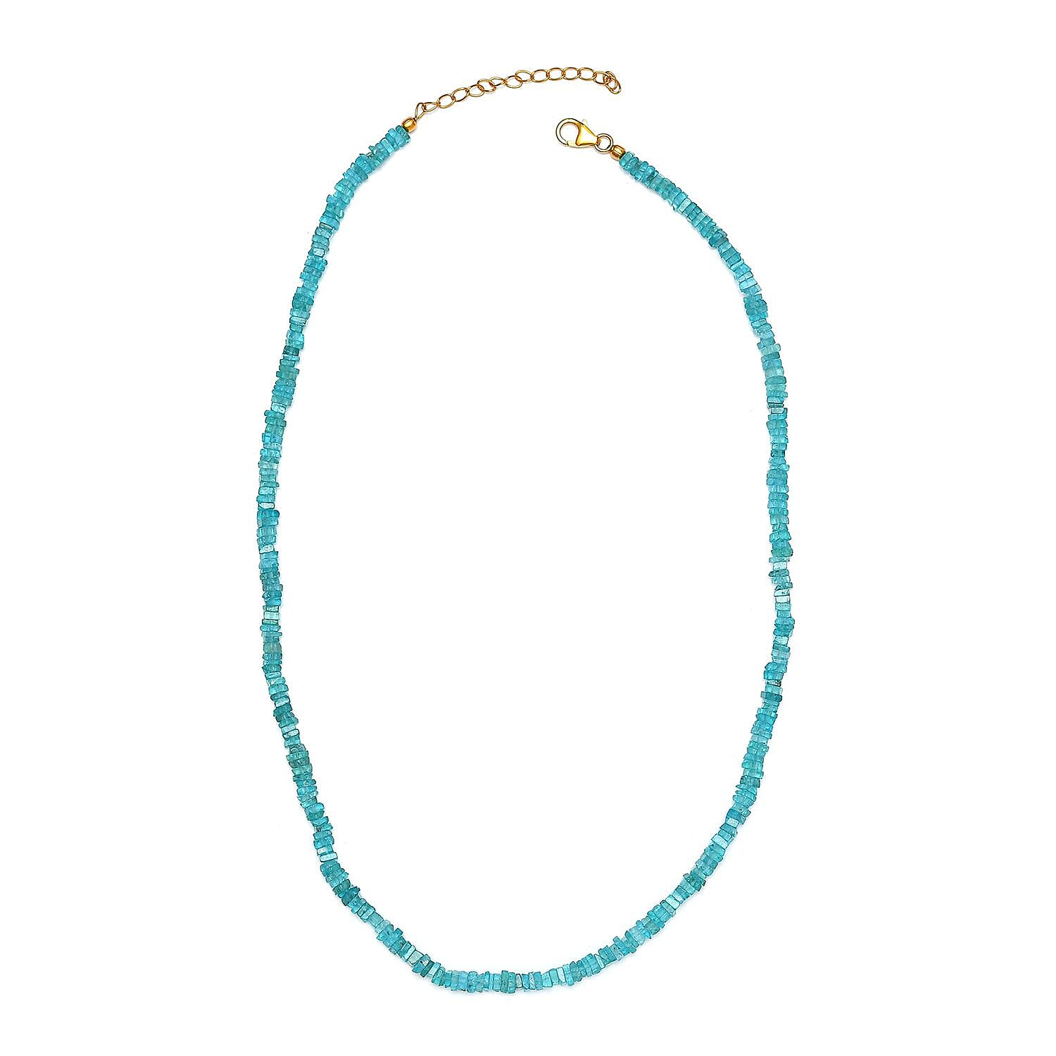 Blue Apatite Chips Necklace 18-20 Inches in Vermeil Yellow Gold Over Sterling Silver 100.00 ctw