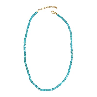 Blue Apatite Chips Necklace 18-20 Inches in Vermeil Yellow Gold Over Sterling Silver 100.00 ctw