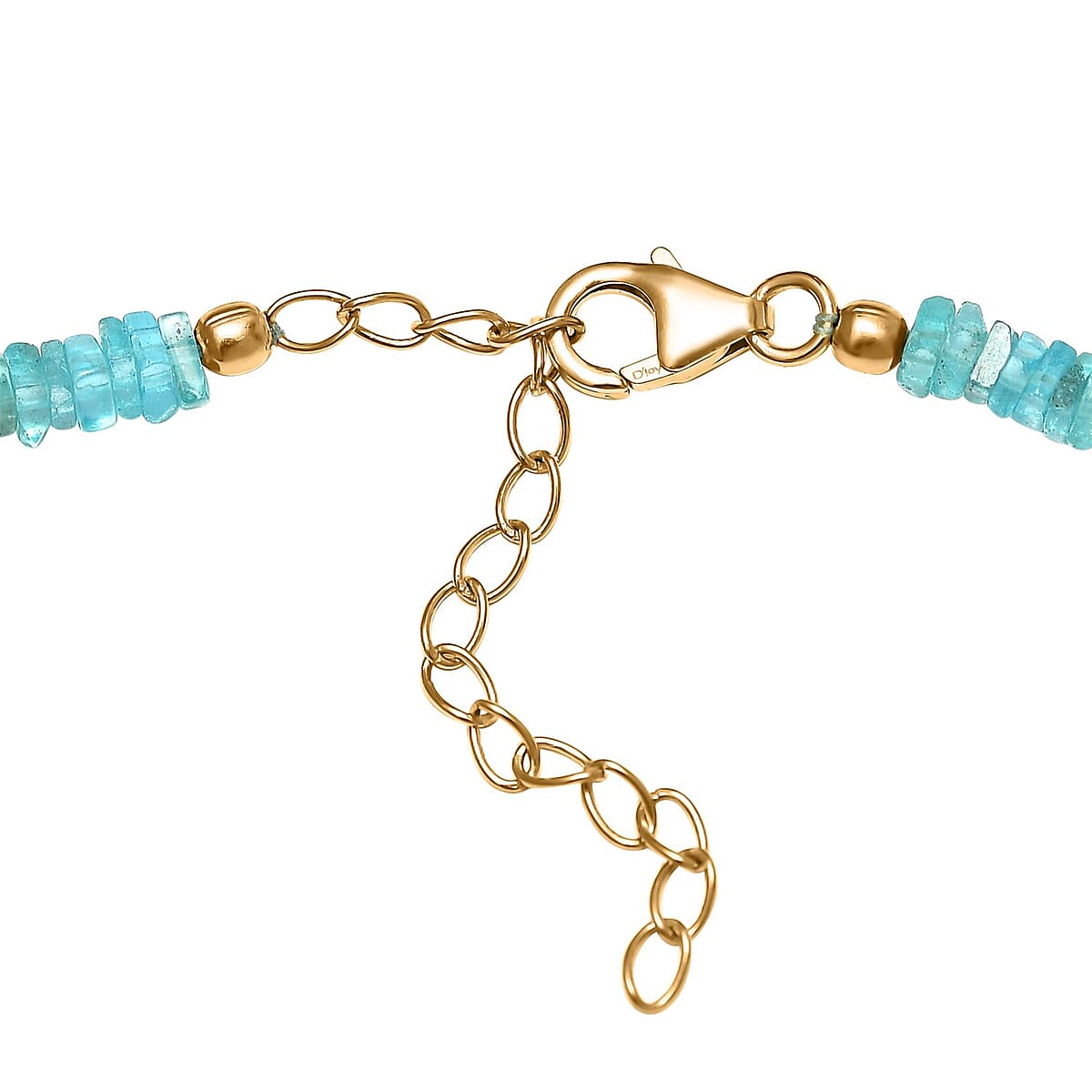 Blue Apatite Chips Necklace 18-20 Inches in Vermeil Yellow Gold Over Sterling Silver 100.00 ctw image number 4