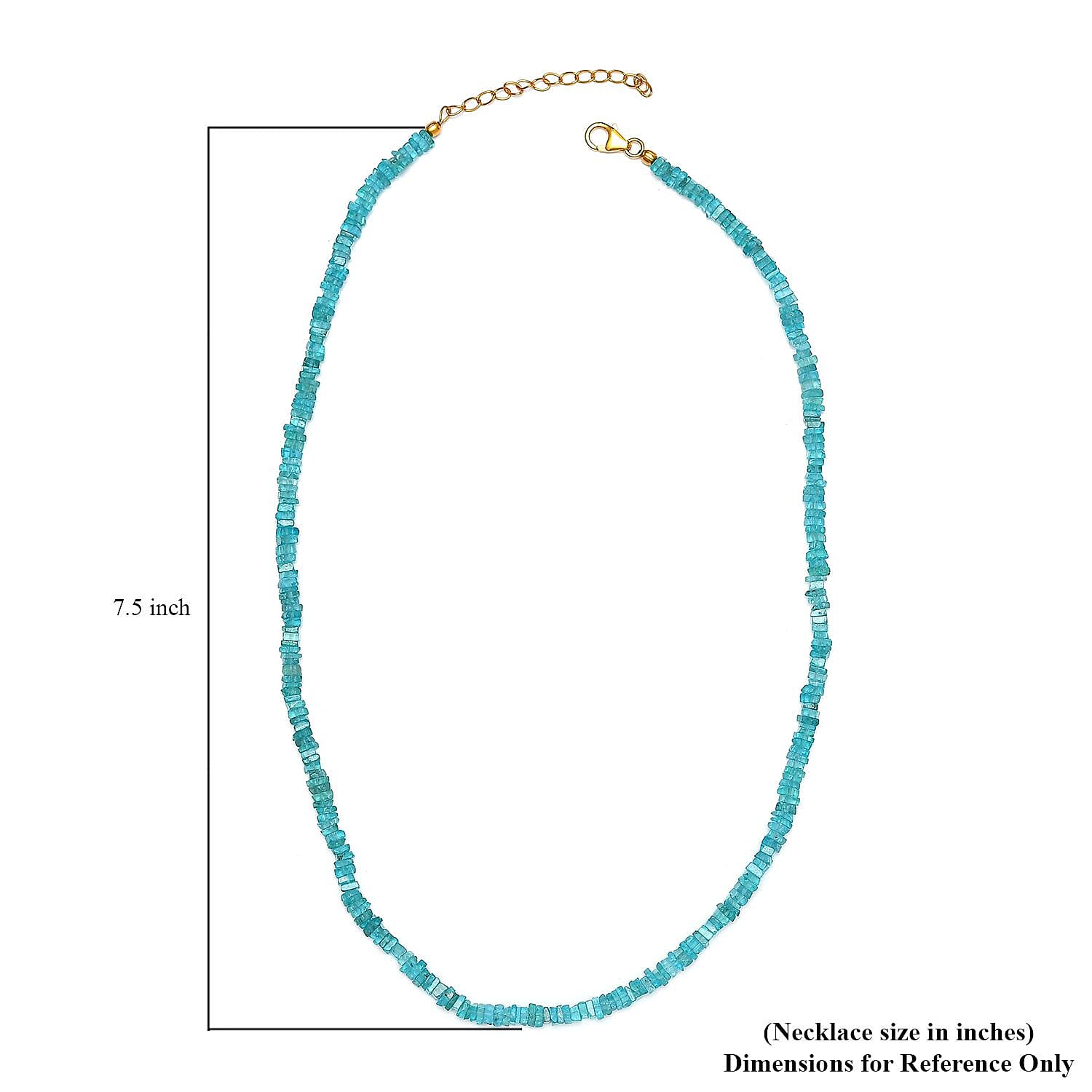 Blue Apatite Chips Necklace 18-20 Inches in Vermeil Yellow Gold Over Sterling Silver 100.00 ctw