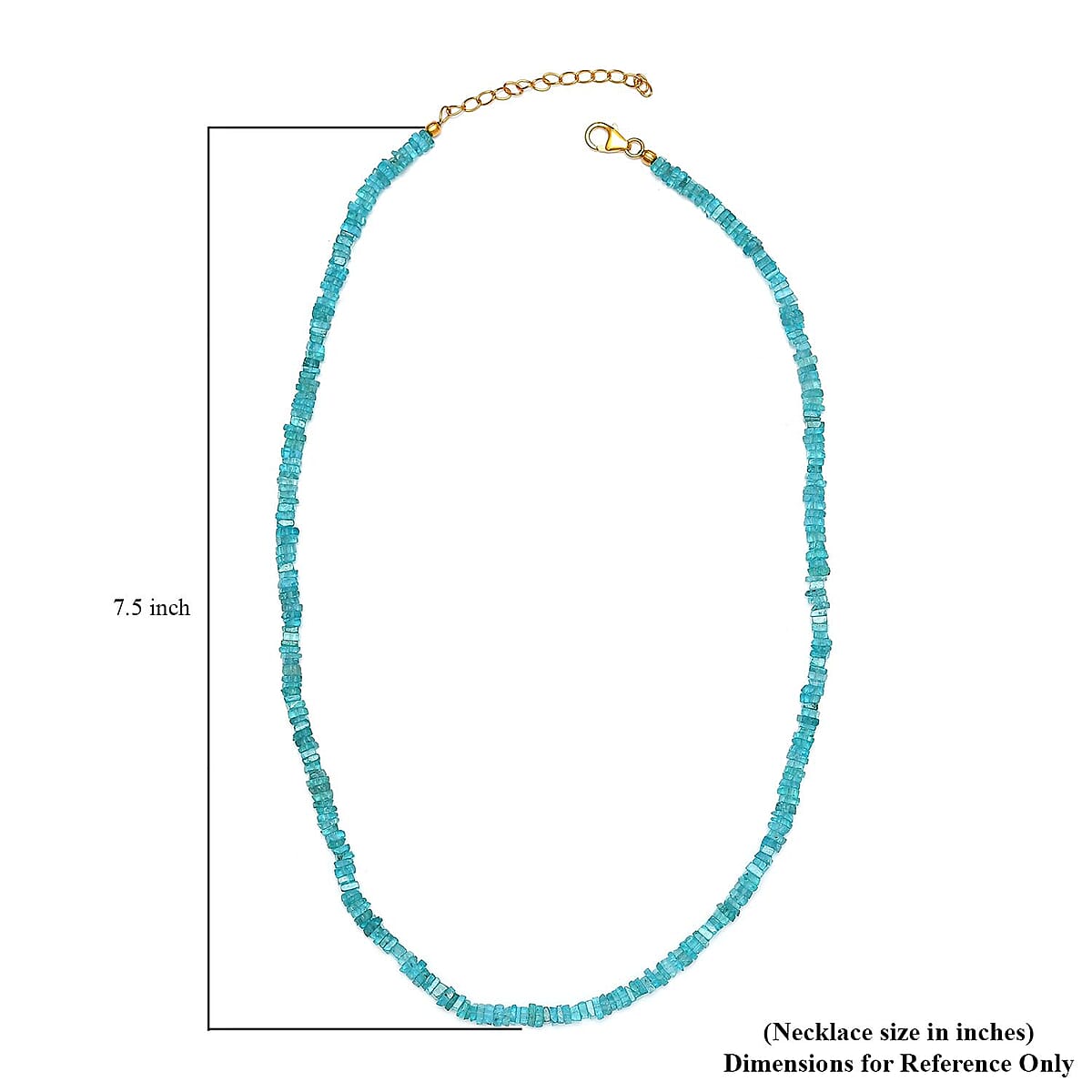 Blue Apatite Chips Necklace 18-20 Inches in Vermeil Yellow Gold Over Sterling Silver 100.00 ctw image number 5