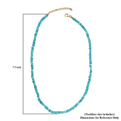 Blue Apatite Chips Necklace 18-20 Inches in Vermeil Yellow Gold Over Sterling Silver 100.00 ctw