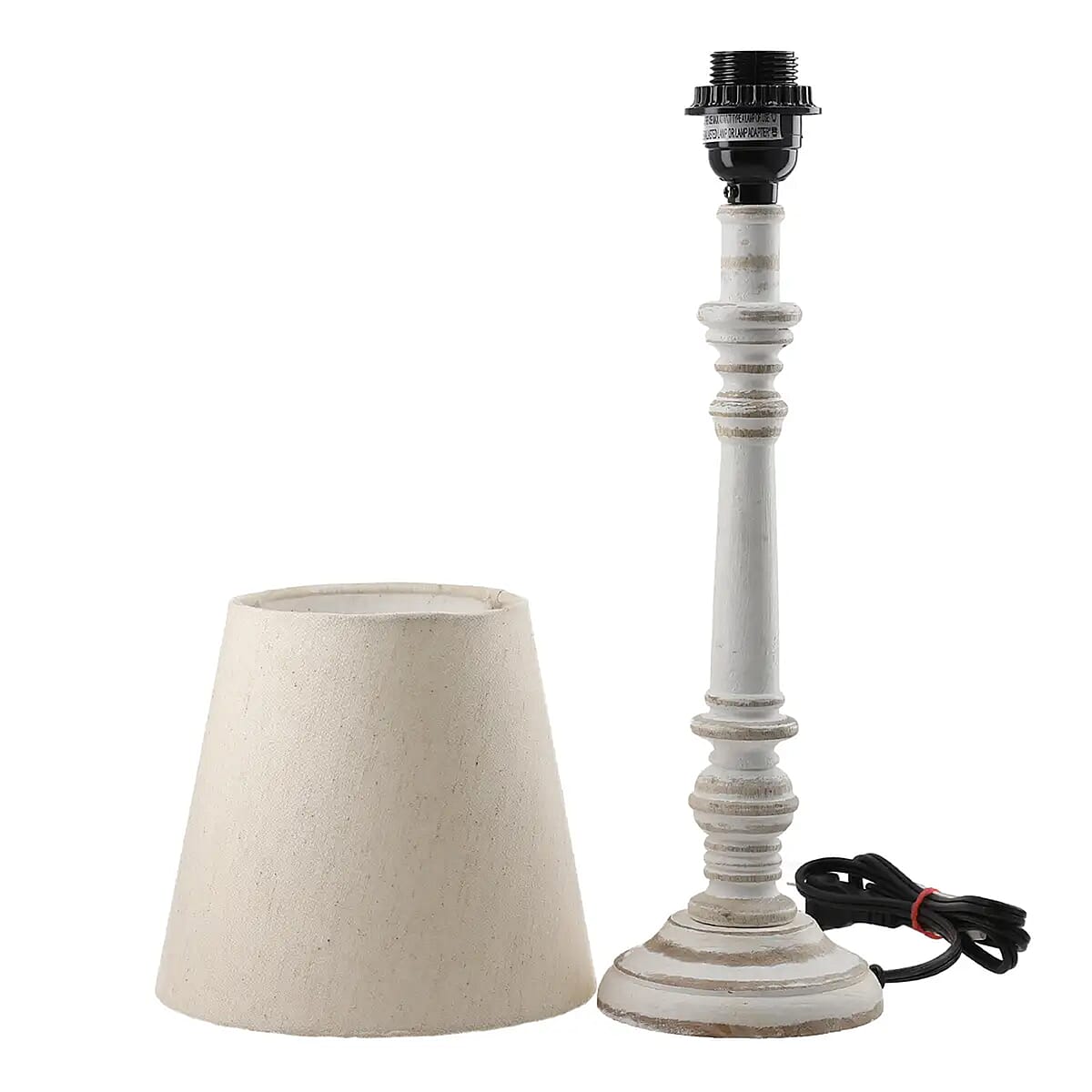 Nakkashi Handcarved Mango Wood Table Lamp with UL Certified - Ivory image number 7