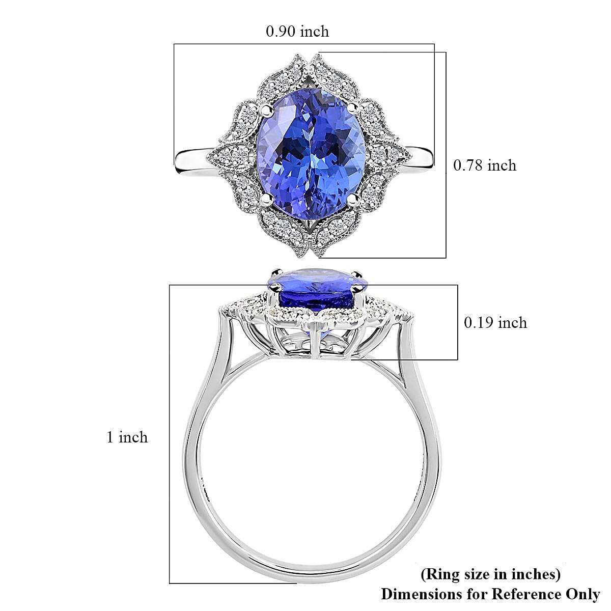 Certified and Appraised Rhapsody 950 Platinum AAAA Tanzanite and E-F VS Diamond Ring (Size 6.0) 6.75 Grams 4.05 ctw