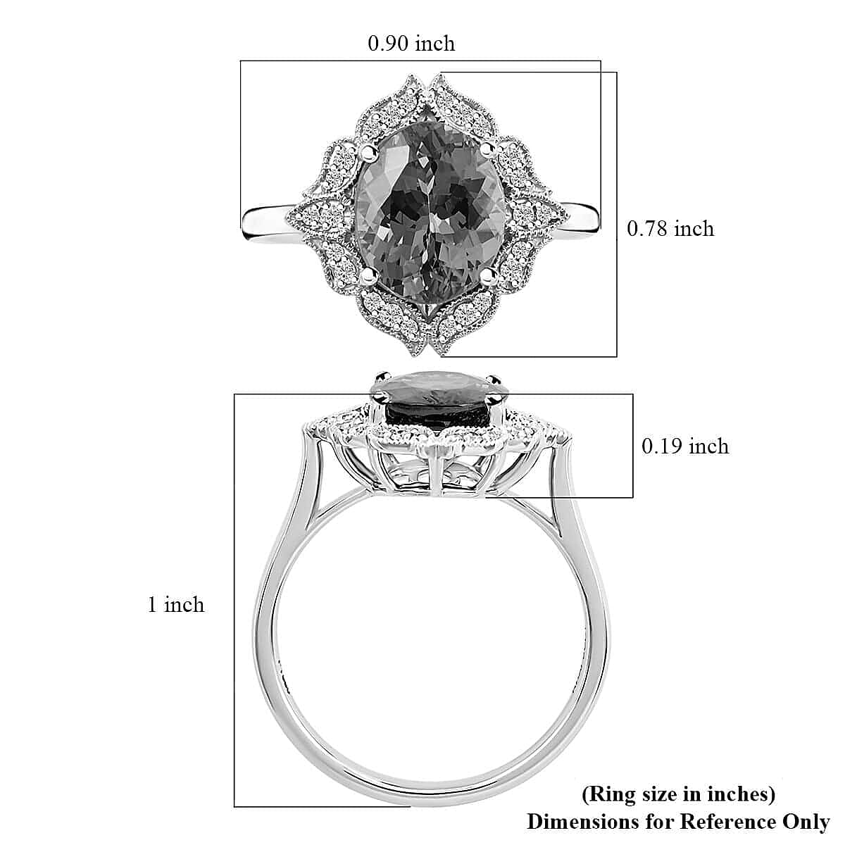 950 Platinum AAAA Tanzanite, Diamond (E-F, VS) (0.20 cts) Ring (Size 6.5) (6.75 g) 4.00 ctw image number 5