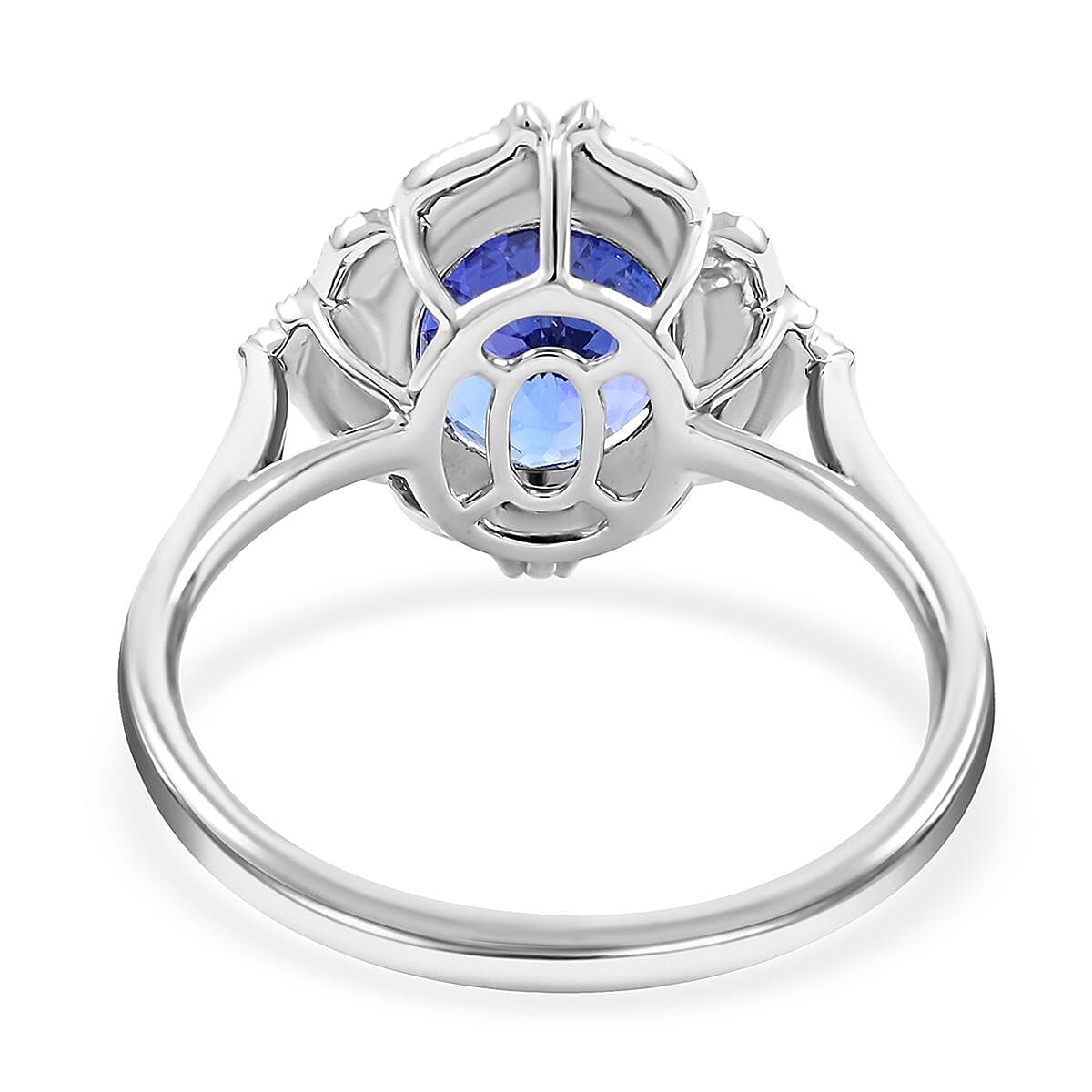 Certified and Appraised Rhapsody 950 Platinum AAAA Tanzanite and E-F VS Diamond Ring (Size 7.0) 6.75 Grams 4.05 ctw image number 4