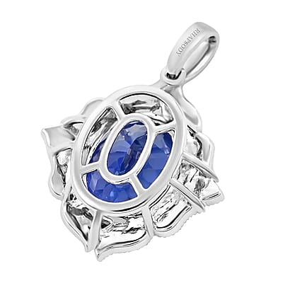Rhapsody Certified and Appraised  AAAA Tanzanite and E-F VS Diamond  4.50 ctw Accent Pendant in 950 Platinum, Best Wedding Gift