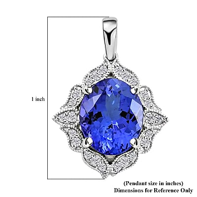 Rhapsody Certified and Appraised  AAAA Tanzanite and E-F VS Diamond  4.50 ctw Accent Pendant in 950 Platinum, Best Wedding Gift