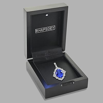 Rhapsody Certified and Appraised  AAAA Tanzanite and E-F VS Diamond  4.50 ctw Accent Pendant in 950 Platinum, Best Wedding Gift