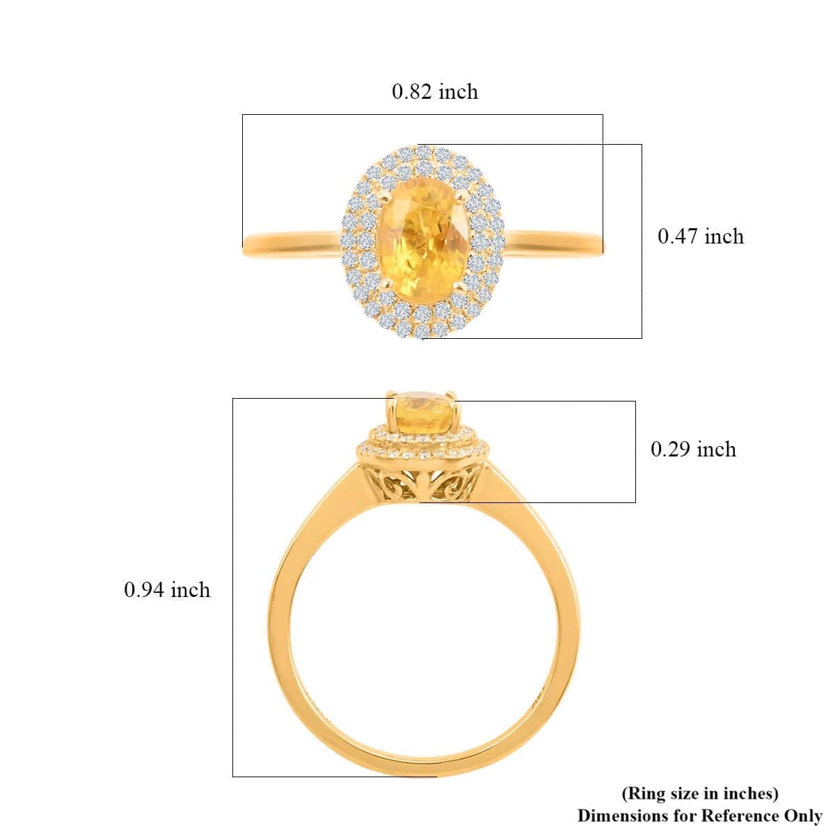 Certified & Appraised Iliana 18K Yellow Gold AAA Yellow Sapphire and G-H SI Diamond Double Halo Ring Size 9.0) 1.25 ctw 1.25 ctw image number 5