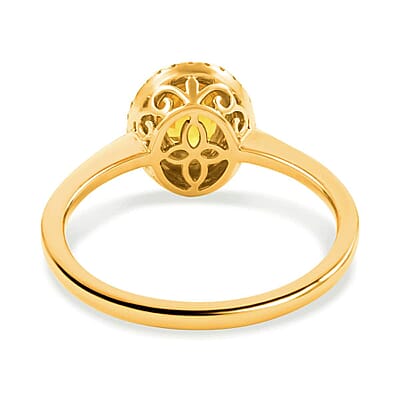 Certified & Appraised Iliana 18K Yellow Gold AAA Yellow Sapphire and G-H SI Diamond Double Halo Ring Size 9.0) 1.25 ctw (Size 7.0) 1.25 ctw