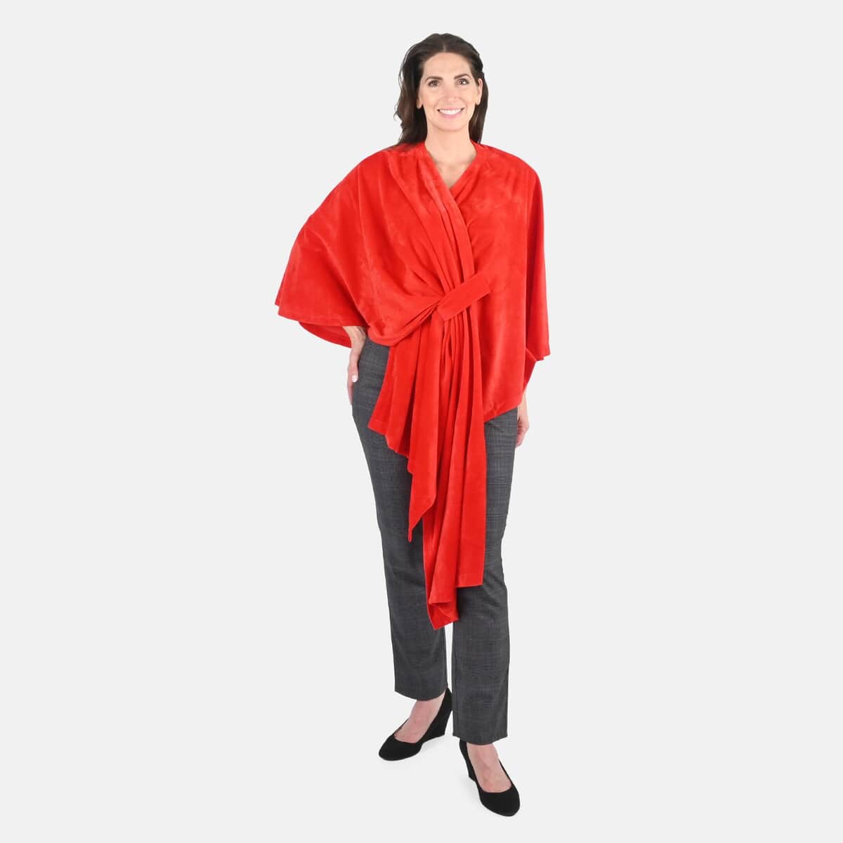 Tamsy Red Ruby Solid Wrapped Scarf - One Size Fits Most image number 0