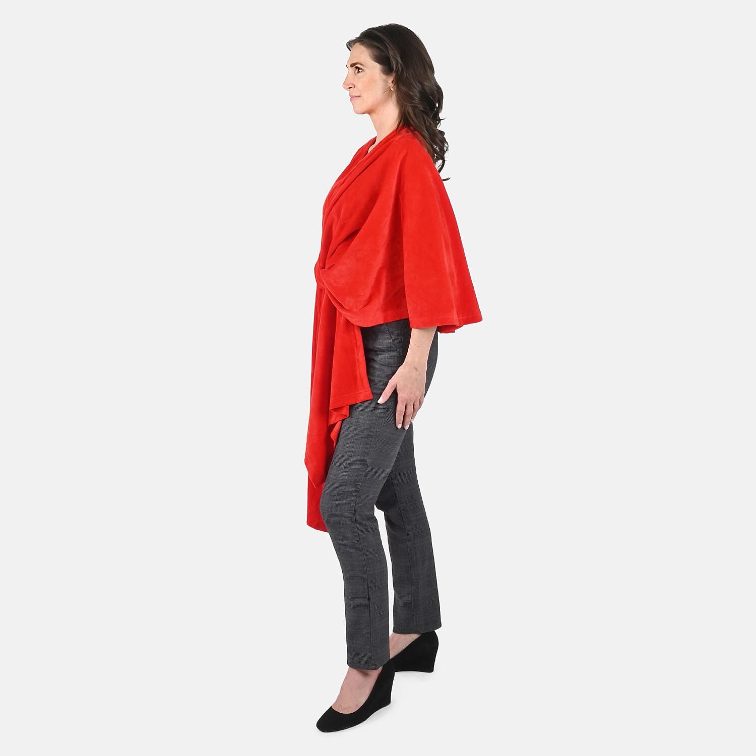 Tamsy Red Ruby Solid Wrapped Scarf - One Size Fits Most
