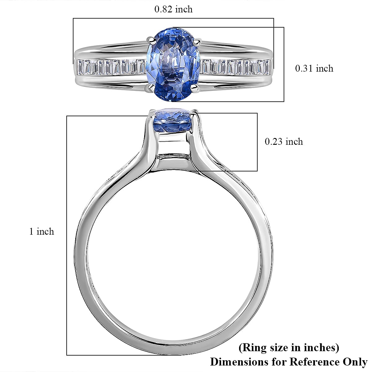 Luxoro 10K White Gold Premium Ceylon Blue Sapphire and G-H I3 Diamond Bridge Ring (Size 8.0) 1.15 ctw image number 5