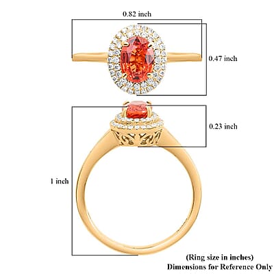 Iliana 18K Yellow Gold AAA Sanguine Sapphire and G-H SI Diamond Double Halo Ring (Size 7.0) 1.25 ctw