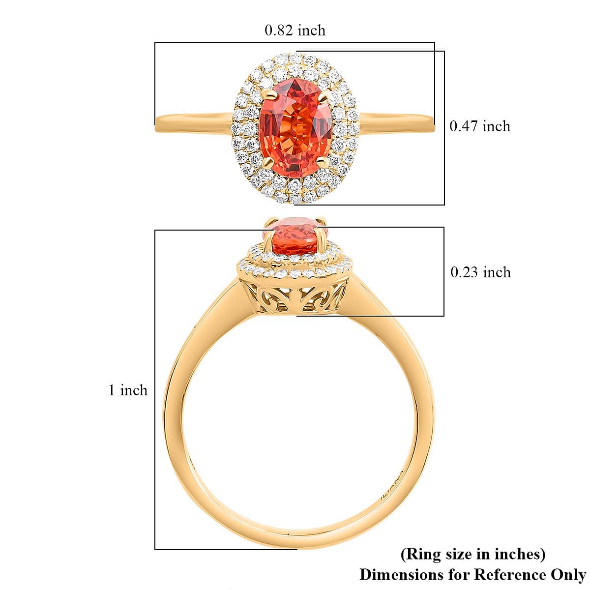 Iliana 18K Yellow Gold AAA Red Sapphire and G-H SI Diamond Double Halo Ring (Size 9.0) 1.25 ctw