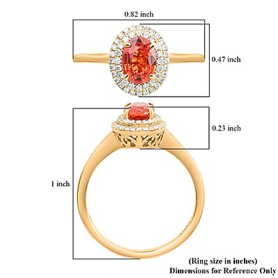 Iliana 18K Yellow Gold AAA Red Sapphire and G-H SI Diamond Double Halo Ring (Size 9.0) 1.25 ctw