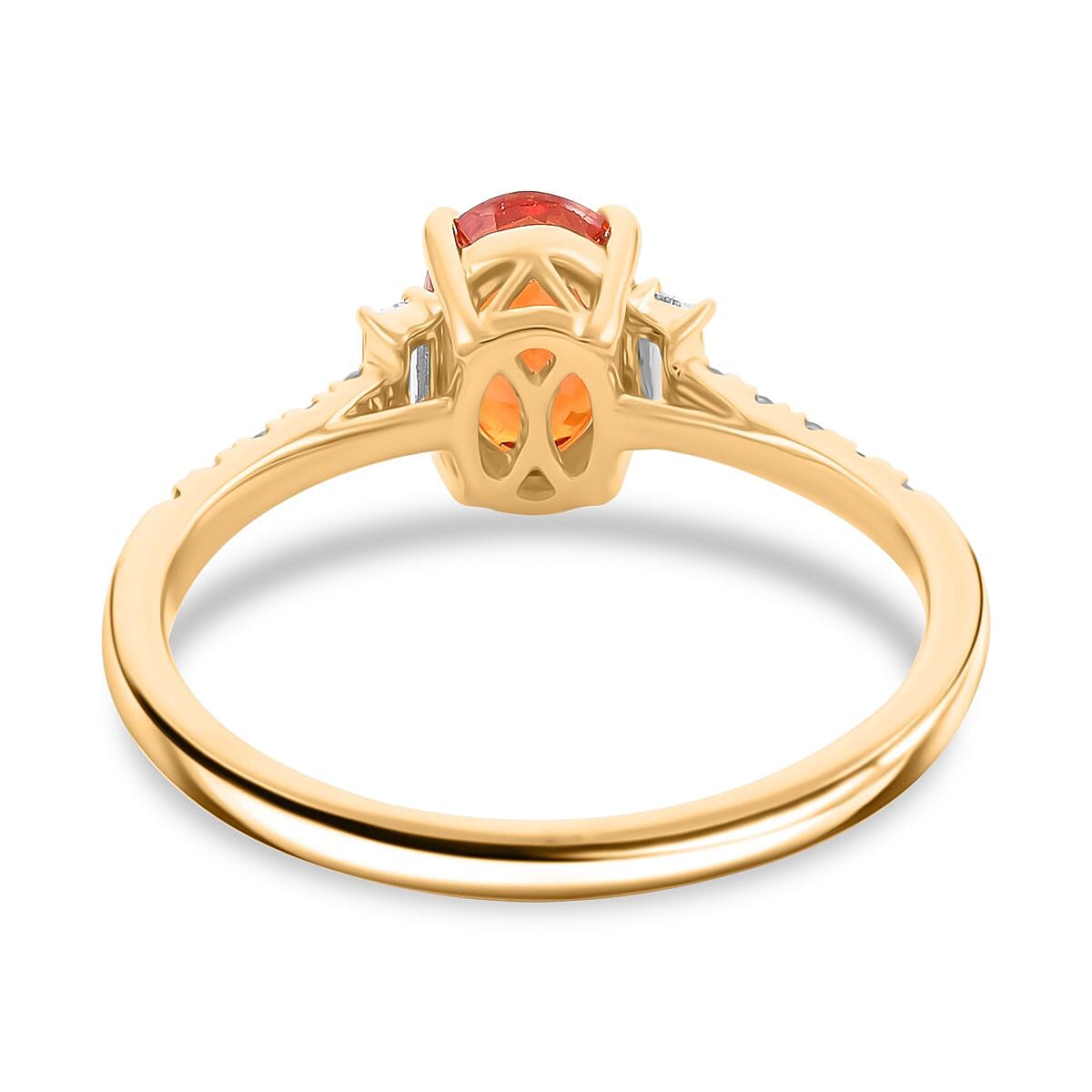 Certified & Appraised Luxoro 14K Yellow Gold AAA Songea Sapphire and I2 Diamond Ring (Size 6.0) 1.25 ctw image number 4